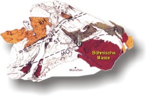 Zones of the Variscan Mountains, which formed about 400 to 320 million years ago by the collision of two prehistoric continents.